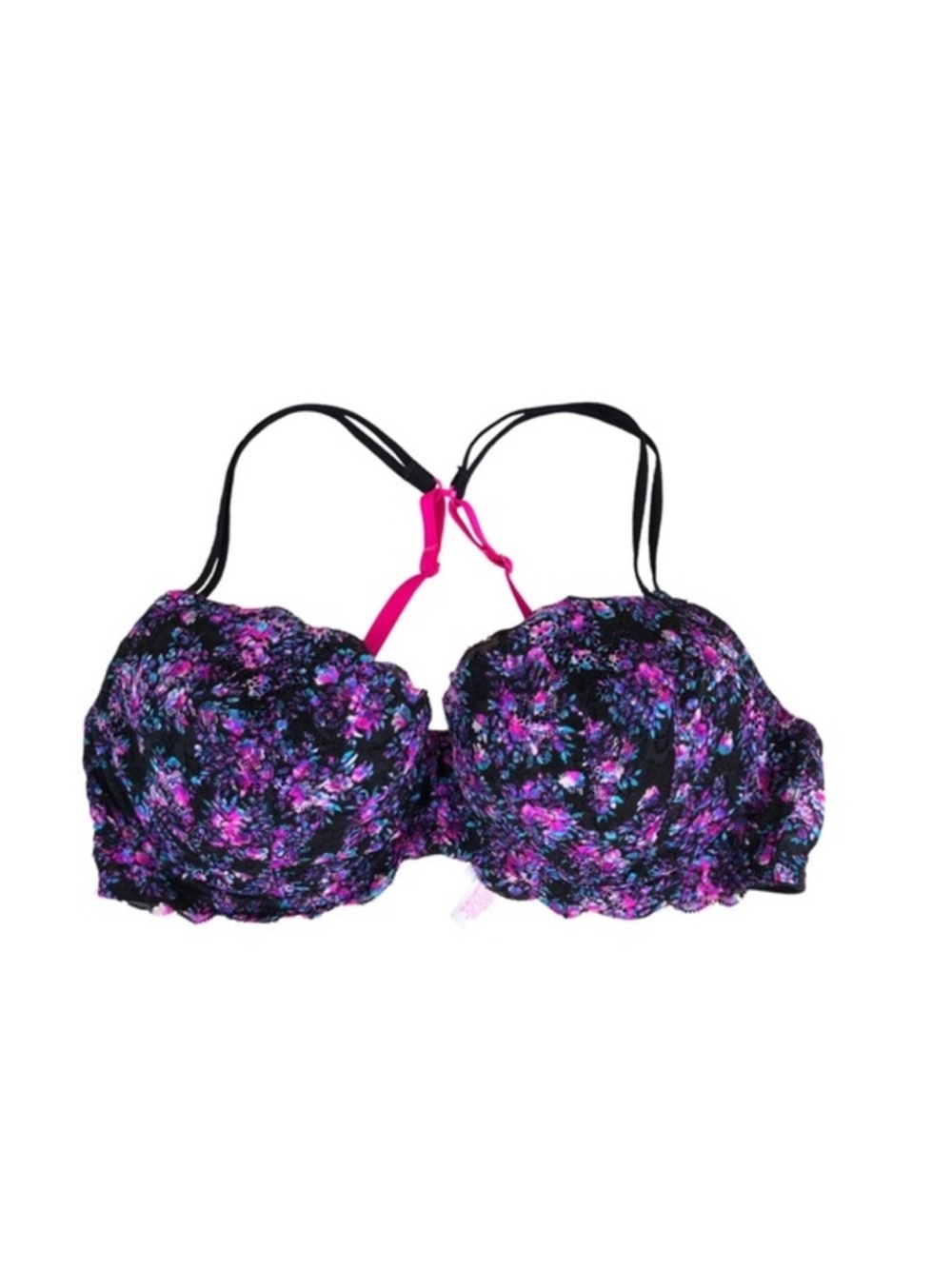 Pink Victoria’s Secret Pink Blue Floral Lace Lightly Padded Underwire Bra‎ 36D